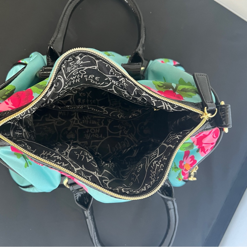 Betsy Johnson Handbag - Blue, Black And Floral - Picture 8 of 10
